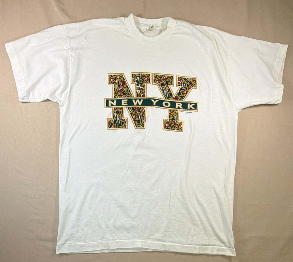 Vintage 90s Screen Stars New York Souvenir Graphic T-Shirt White XL